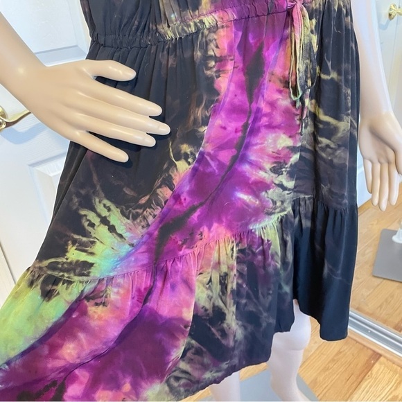 Handmade tie dye dress ruffle sleeveless lightning galaxy XXL purple - Picture 6 of 14